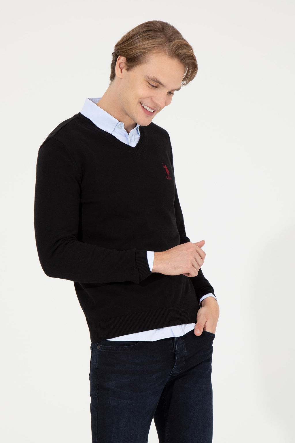 Мужской черный трикотажный свитер Basic - U.s. polo assn фото 15