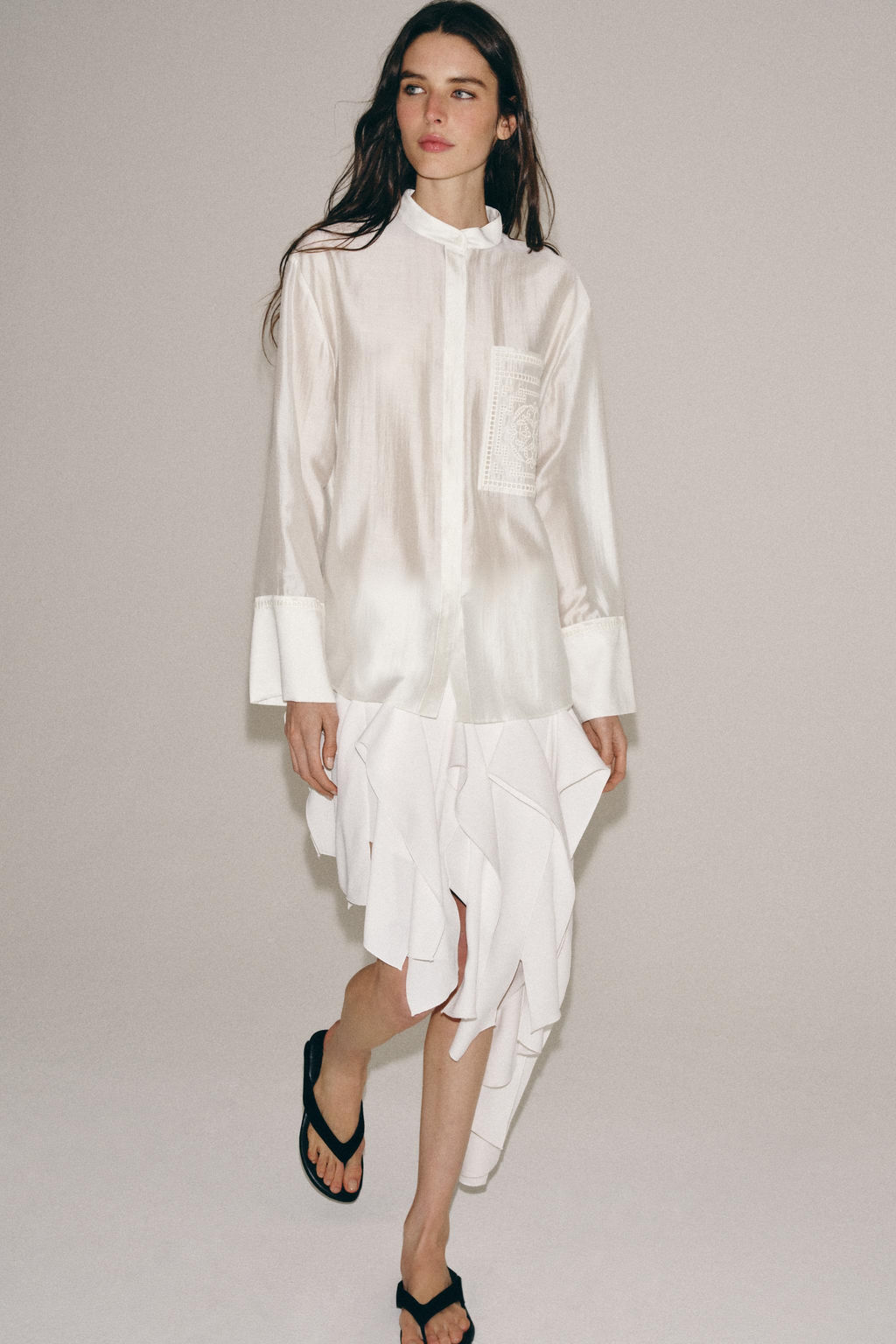CAMISA BOLSILLO BORDADO ZW COLLECTION / Blanco - Zara фото 2