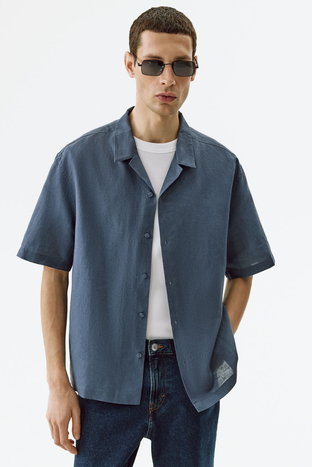 Camisa resort en mezcla de lino Relaxed Fit - H&m фото 8