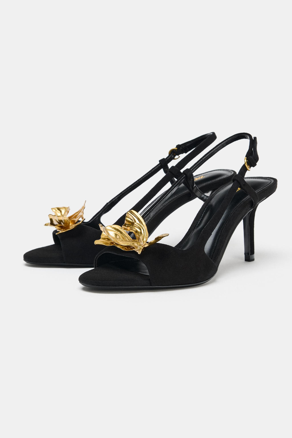 LEATHER SLINGBACK SANDALS WITH APPLIQU_ - Zara фото 3