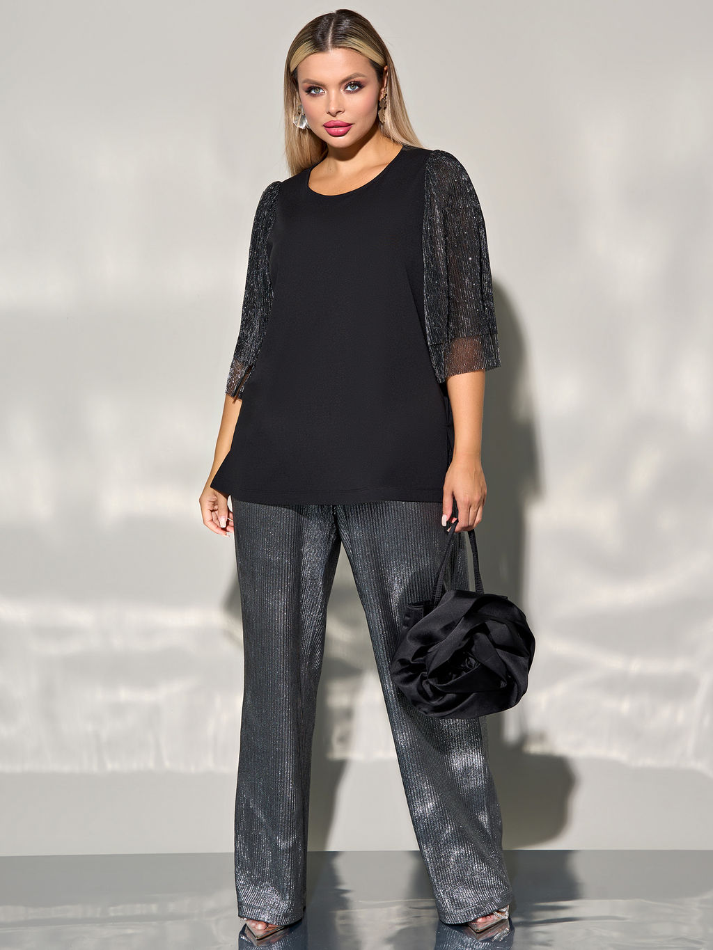 Блузка 0208-2 черный каменный