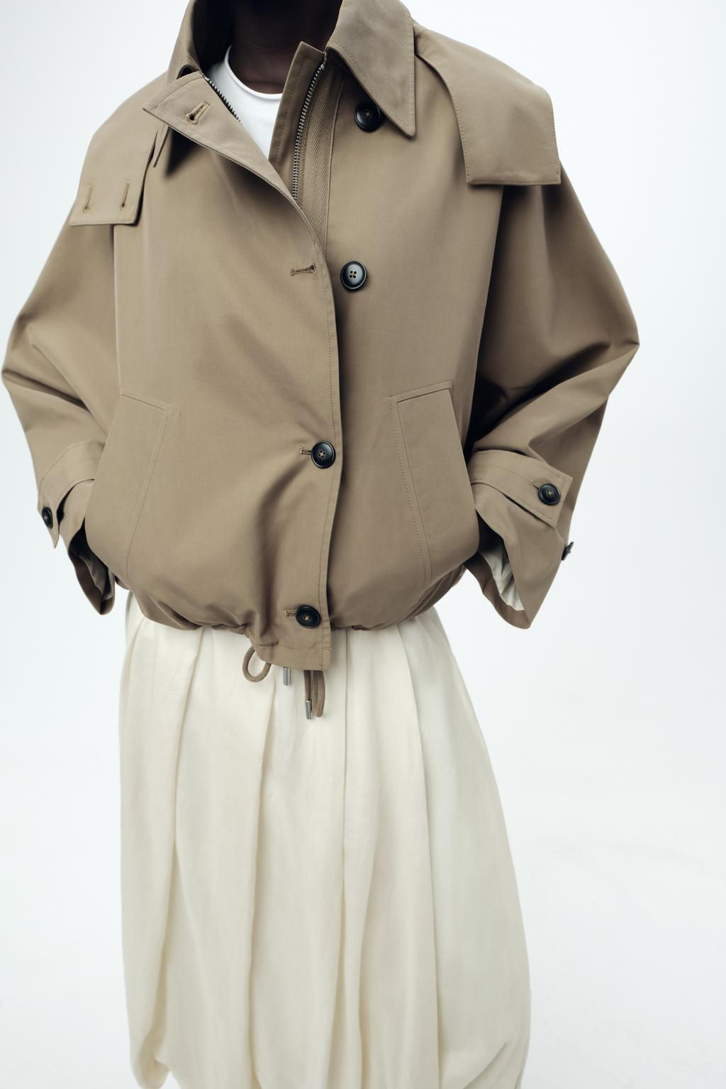 ZW COLLECTION SHORT HOODED TRENCH COAT - Zara фото 4