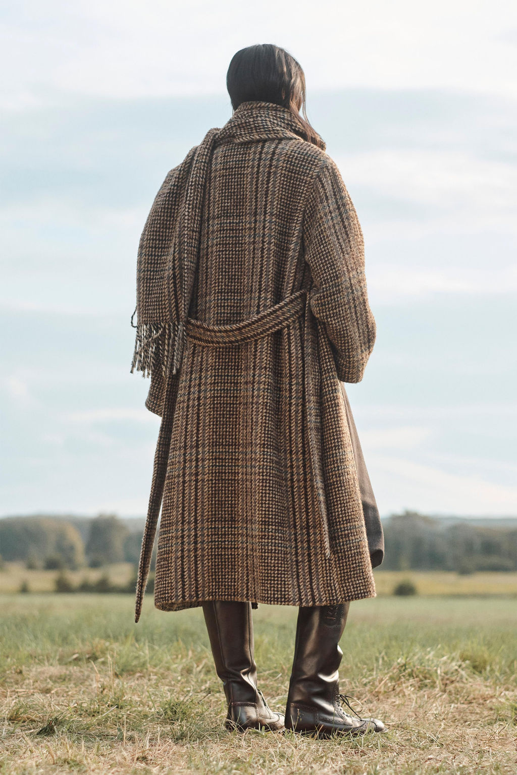 LIMITED EDITION CHECK COAT WITH SCARF - Zara фото 2
