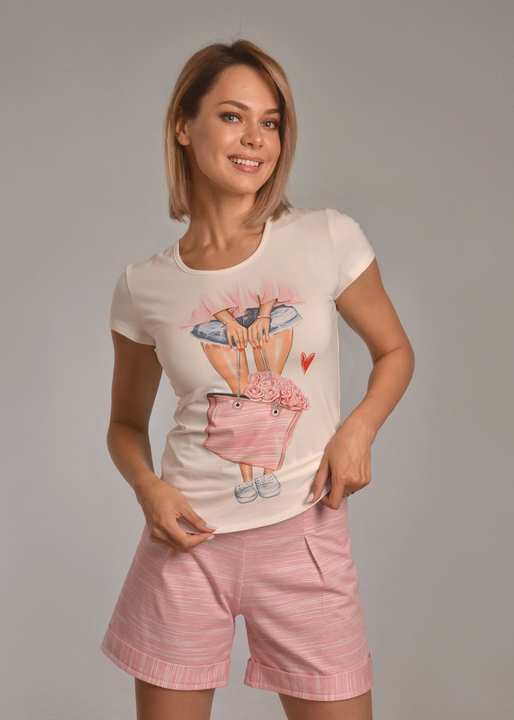 Пижама с шортами БЕЛЛА (светло розовый 2)