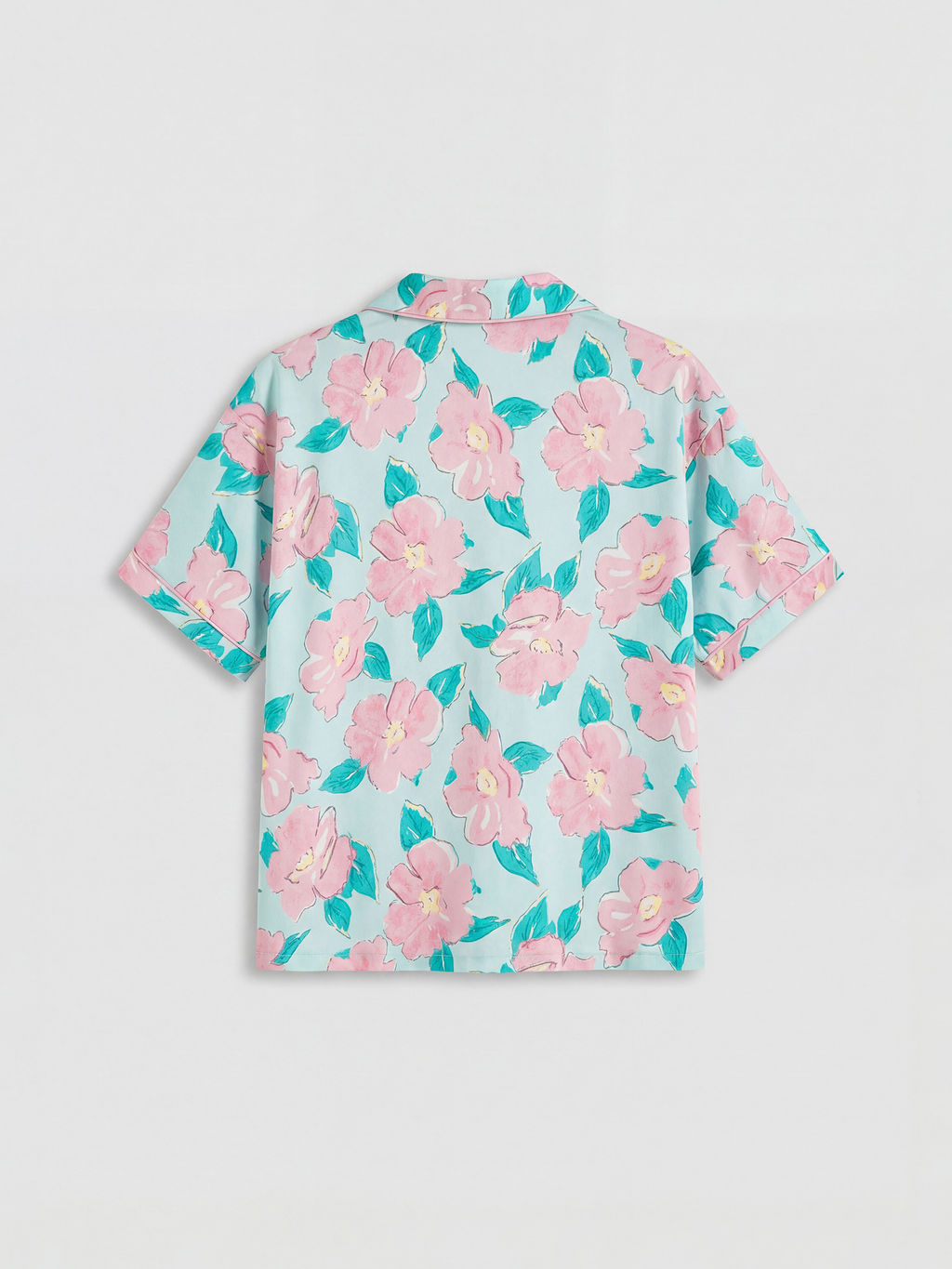 G?mlek Yaka ?i?ekli Kad?n Pijama Tak?m?