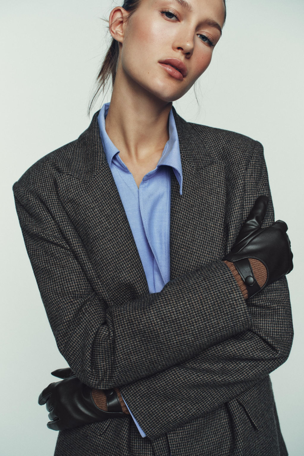 LEATHER EFFECT GLOVES WITH WOOL