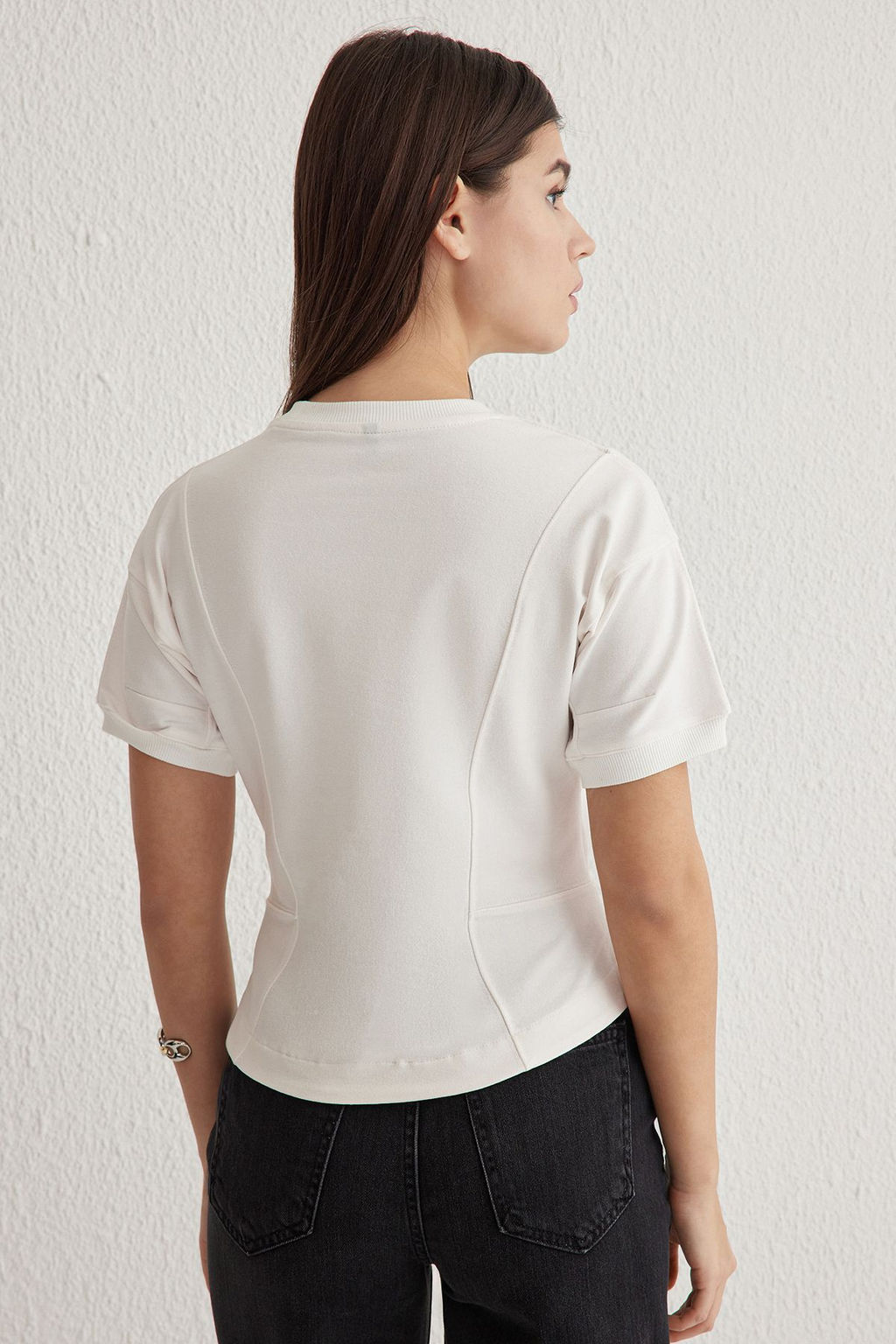 Trendyolmilla Siyah Fitted/Vucuda Oturan Bisiklet Yaka Esnek Orme Bluz TWOSS25BZ00009  фото 10