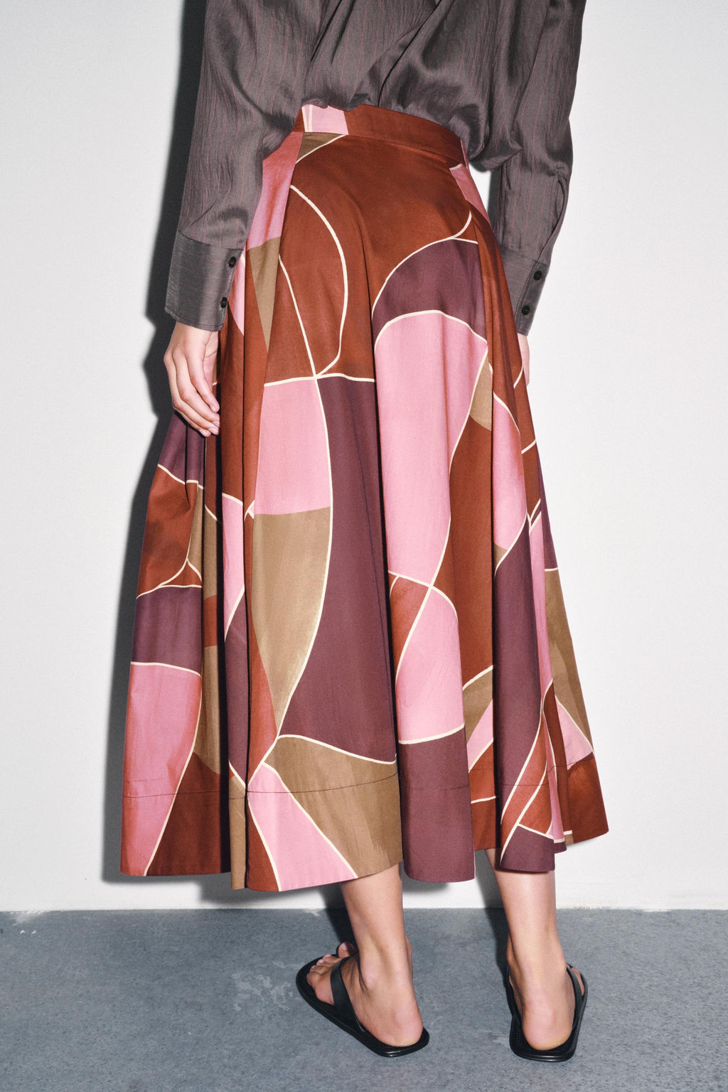 ZW COLLECTION PRINTED MIDI SKIRT - Zara фото 3