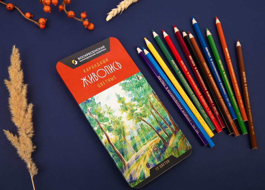 ВКФ Живопись Набор цветных карандашей JIV-CPM-1012 заточенный 2 х 12 цв. в металлической коробке