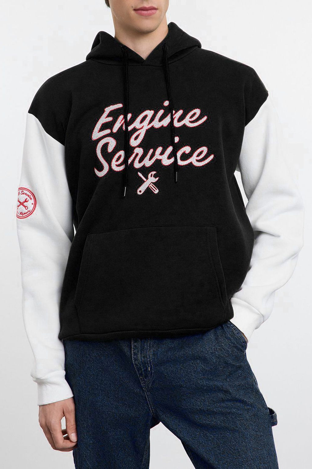 Zumrut Yesili Oversize/Genis Kesim Nak?sl? Renk Bloklu Kapusonlu Ici Polar Sweatshirt TMNAW25SW00044 - Trendyolmilla фото 14
