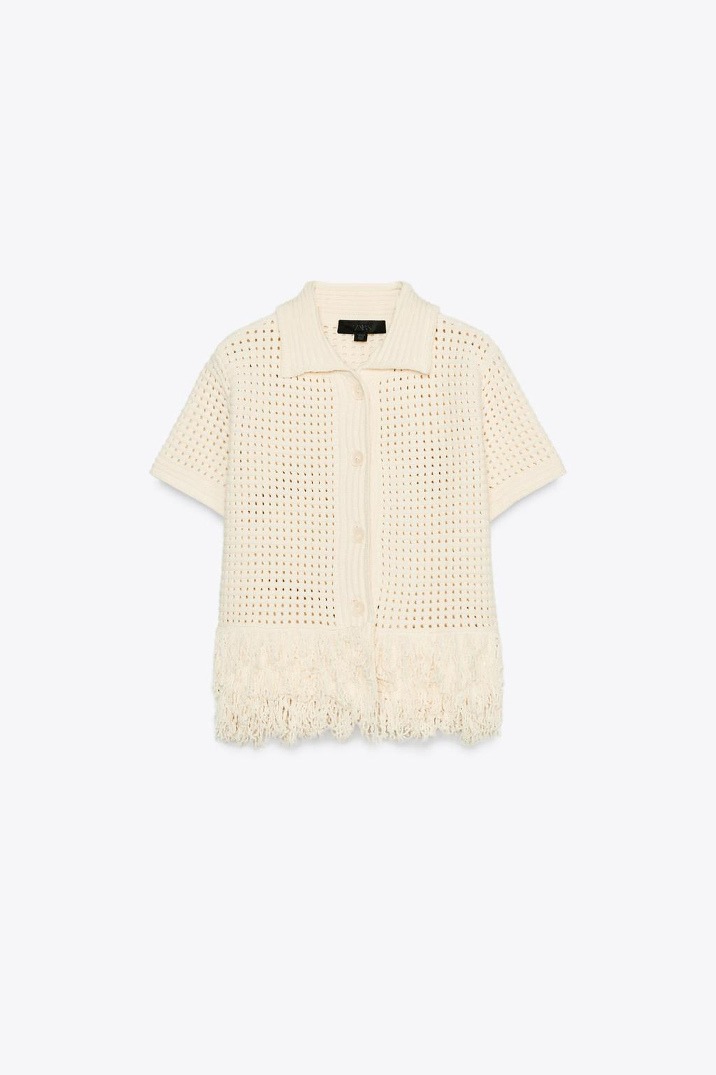 FRINGED CHECK KNIT JACKET - Zara фото 5