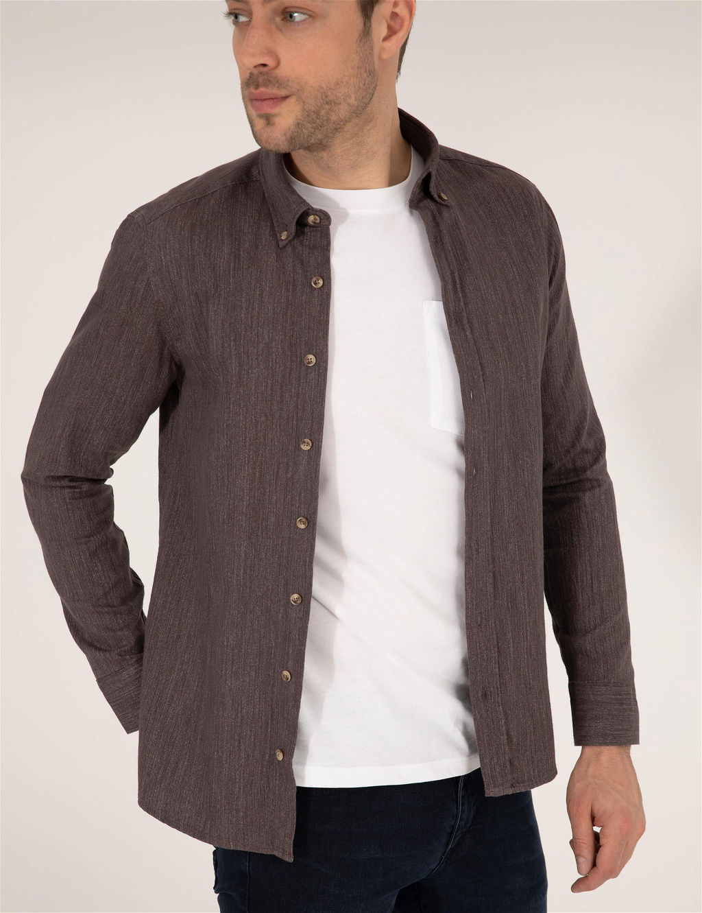 Kahverengi Slim Fit Uzun Kollu G_mlek - Pierre cardin фото 3