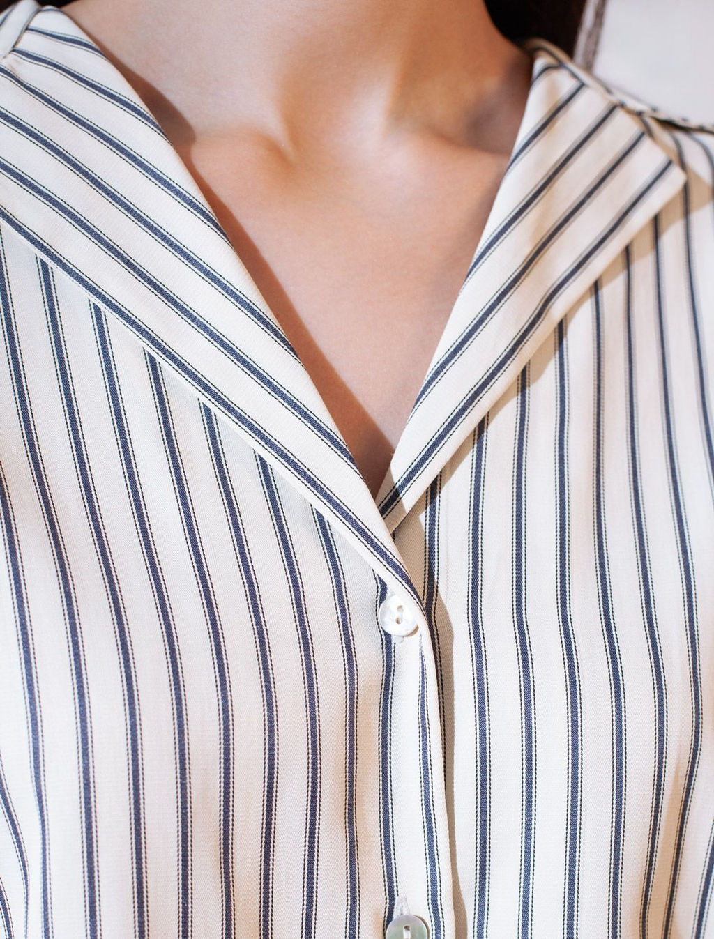 Блузка в полоску с цельнокроеным коротким рукавом из легкого хлопкового поплина - Vilatte фото 2