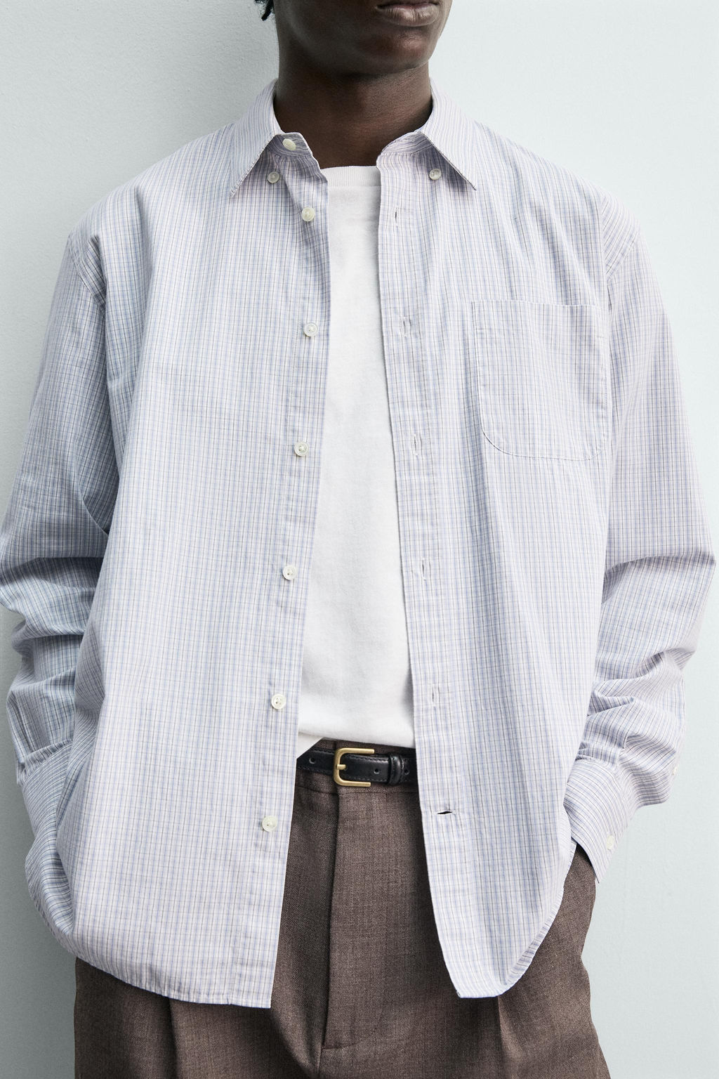 CAMISA POPEL?N CUADROS / Celeste - Zara фото 5