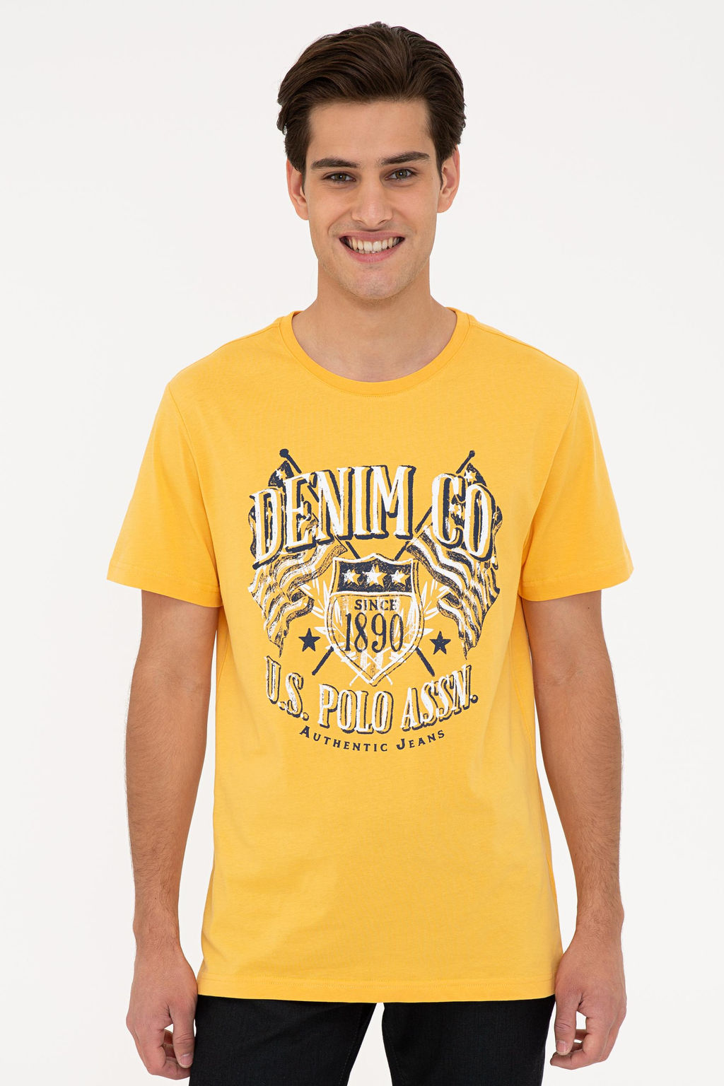 Erkek Sar_ Bisiklet Yaka T-Shirt