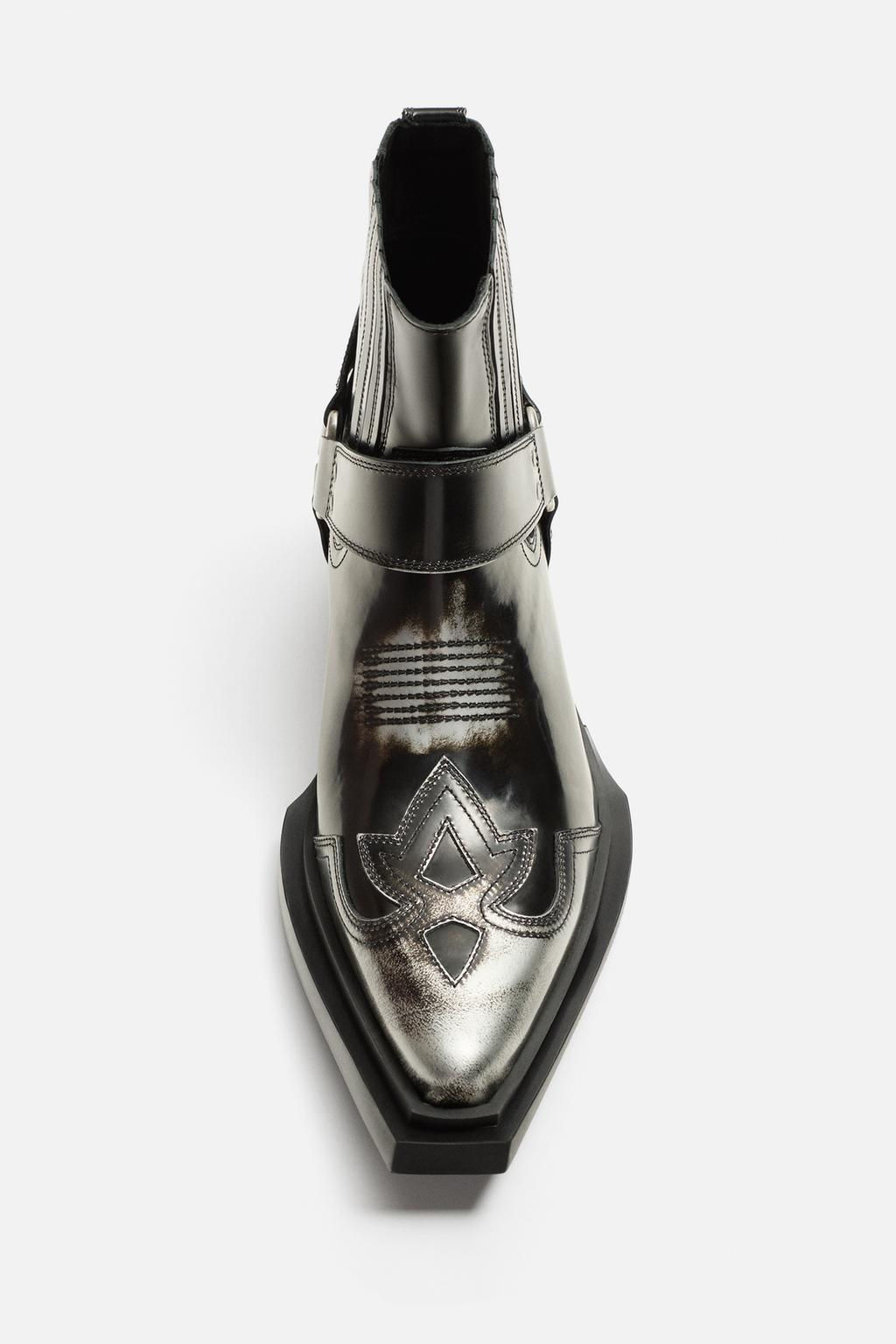 LEATHER COWBOY BOOTS - Zara фото 7