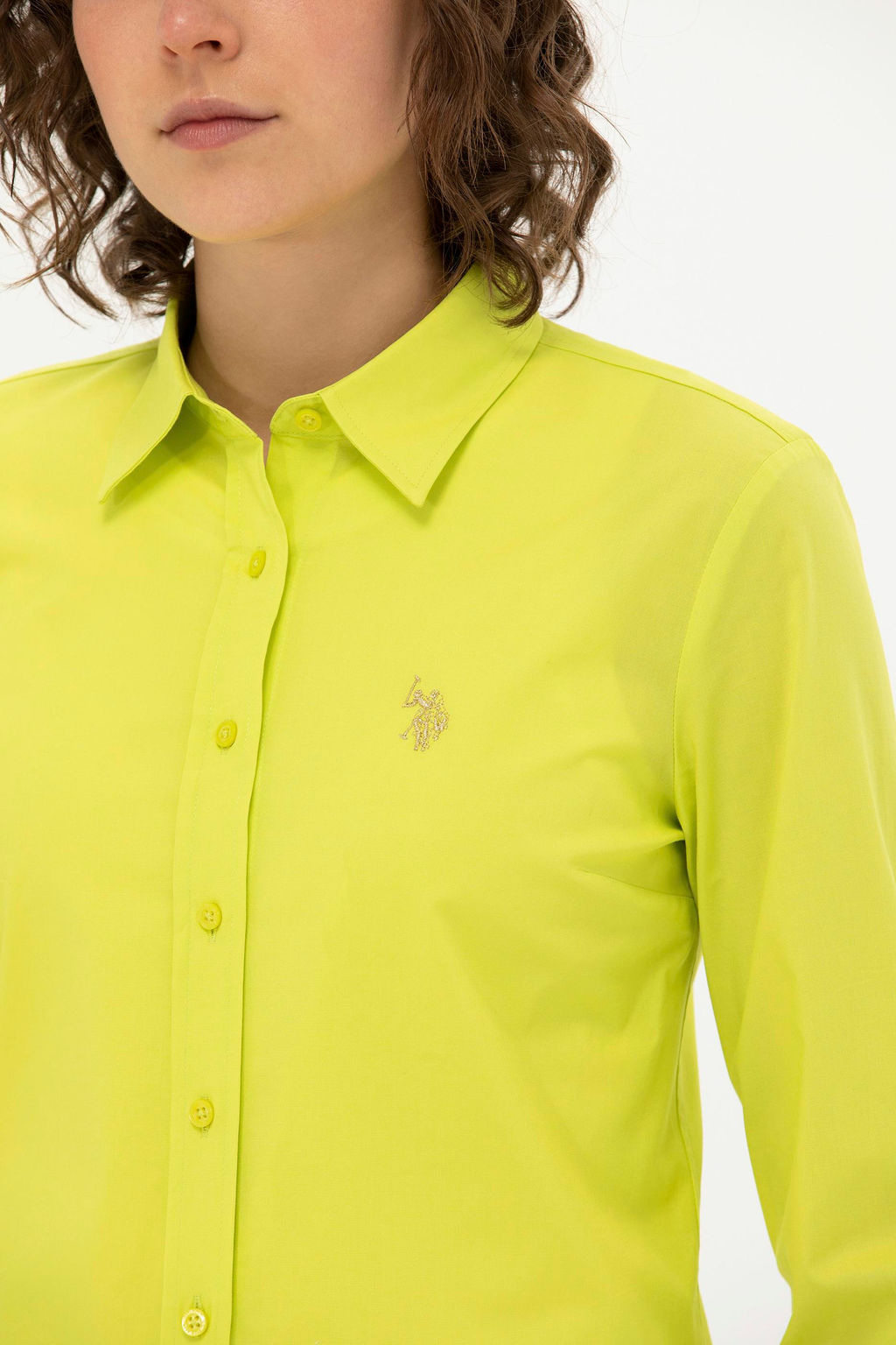 U. S. Polo Assn Женская неоново-желтая базовая рубашка с длинным рукавом - U.s. polo assn фото 7