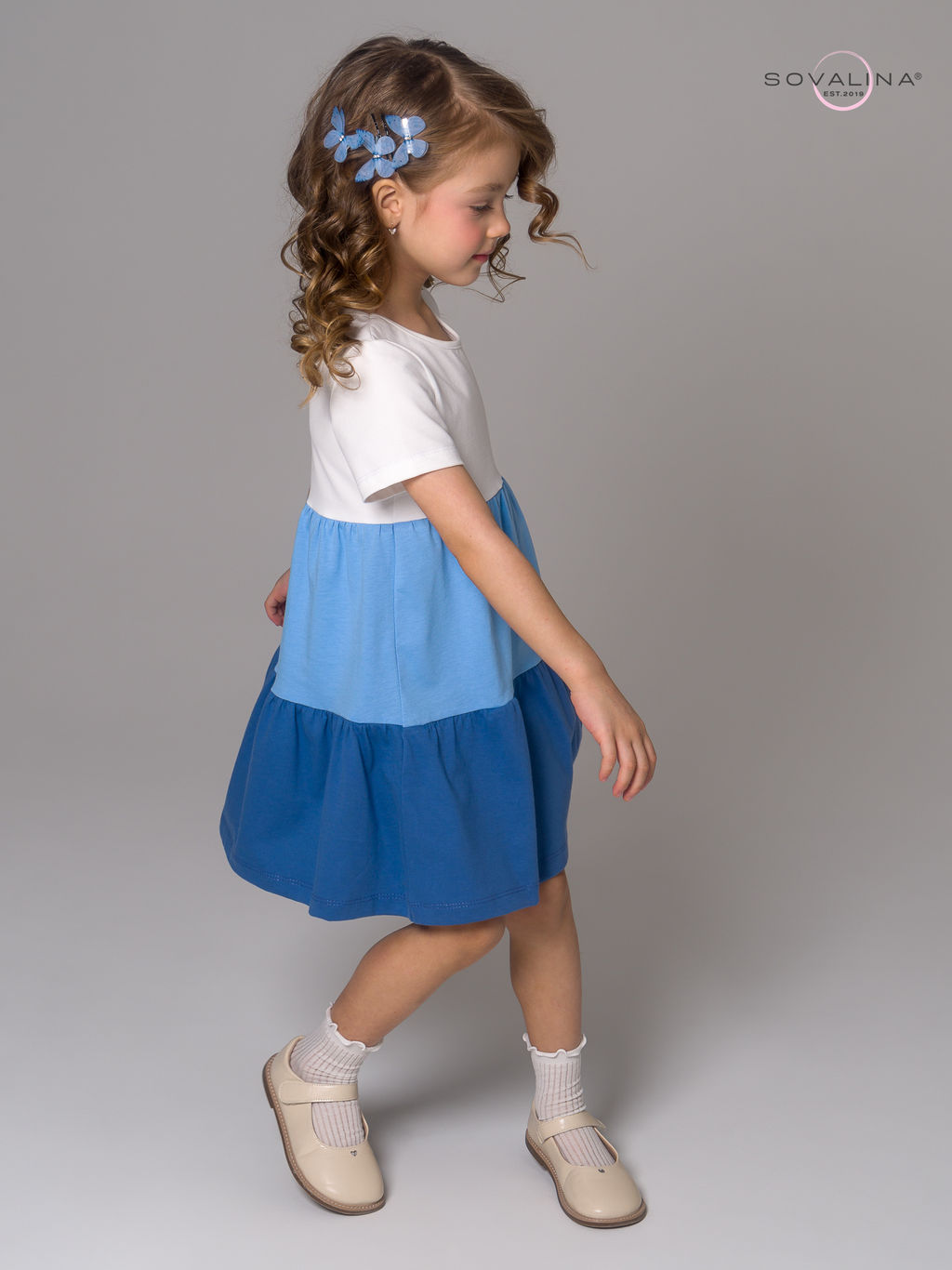 Платье Тия тофу-голубой-синий - Sovalina фото 7