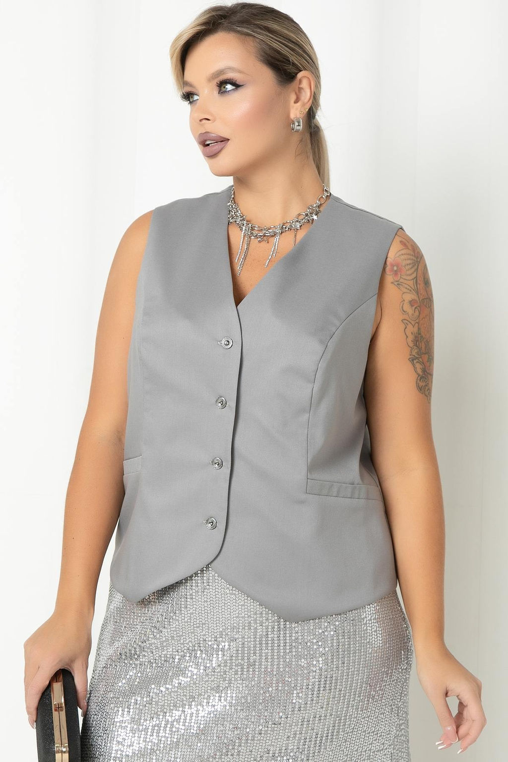 Жилет П-2228/17 Цвет:серый - Леди Агата фото 3