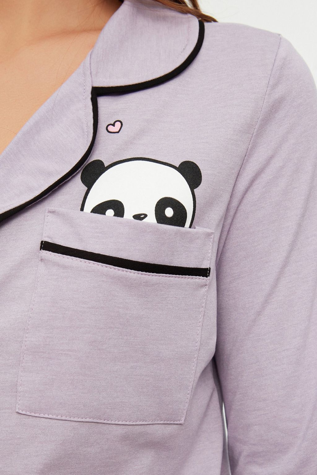 Trendyolmilla Lila Pamuklu Panda Bask?l? Orme Pijama Tak?m? THMAW21PT0245  фото 12