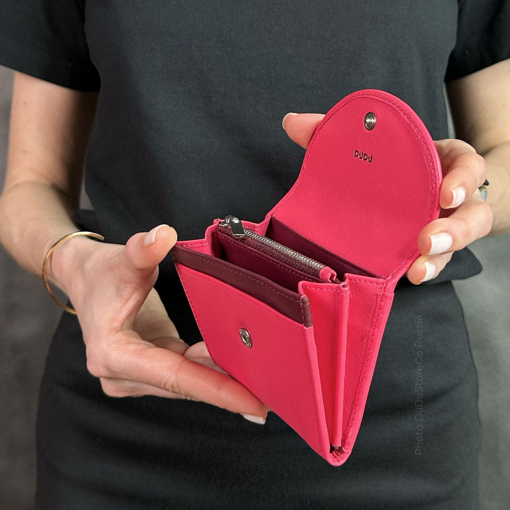 Кошелек кожаный DuDu серии Malaga | малиновый - Dudubags фото 6