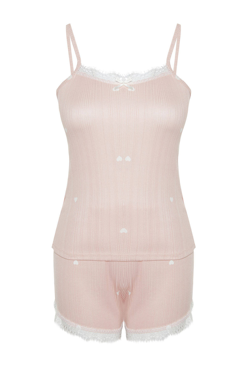 Trendyolmilla Pembe 5li Kusakl? Kurdele/Fiyonklu Fitilli Sortlu Orme Sabahl?kl? Pijama Tak?m? THMSS24PT00380  фото 11