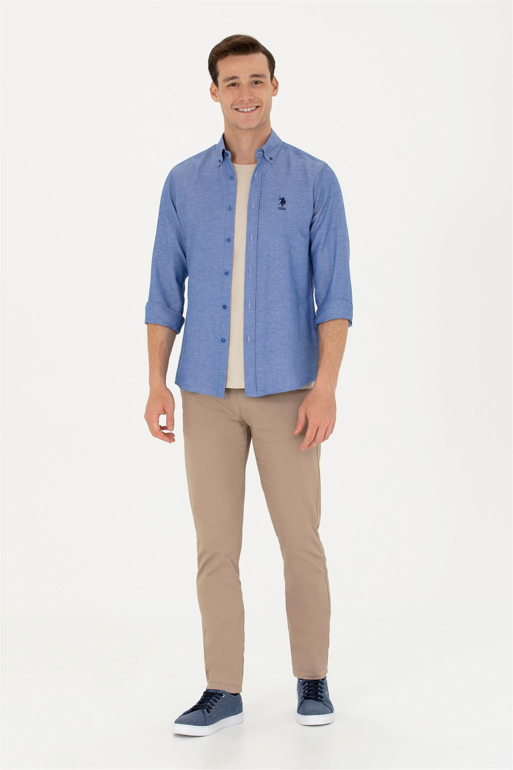 Мужская базовая рубашка Saks с длинным рукавом Неожиданная скидка в корзине - U.s. polo assn фото 4