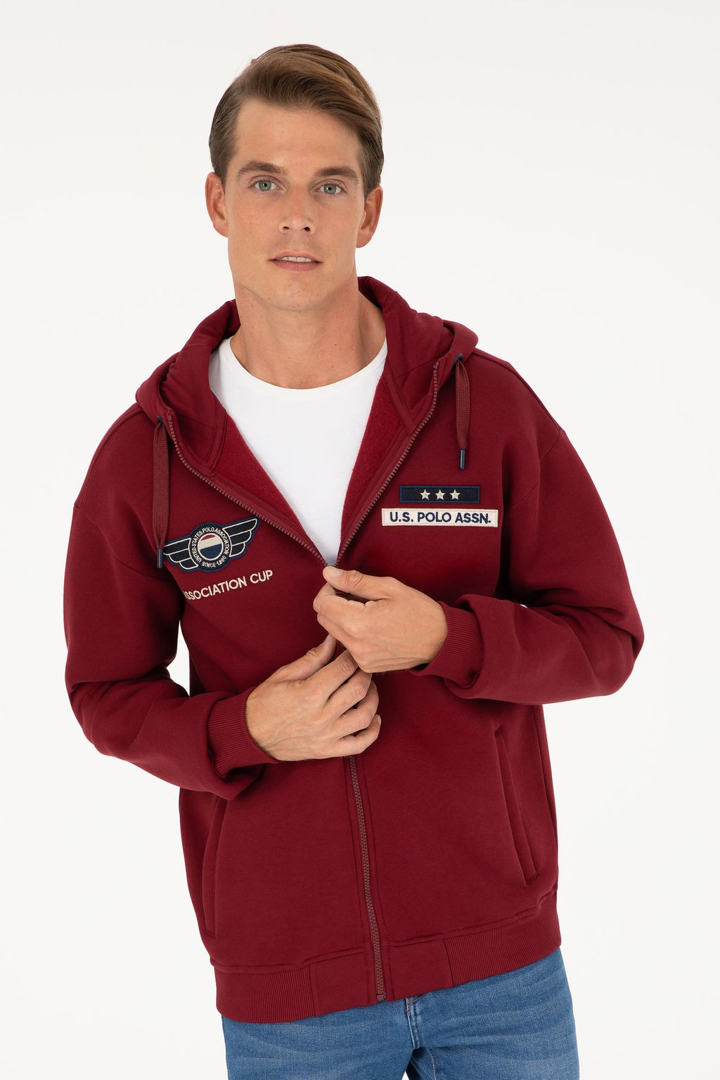 U. S. Polo Assn / Мужской бордовый вязаный кардиган