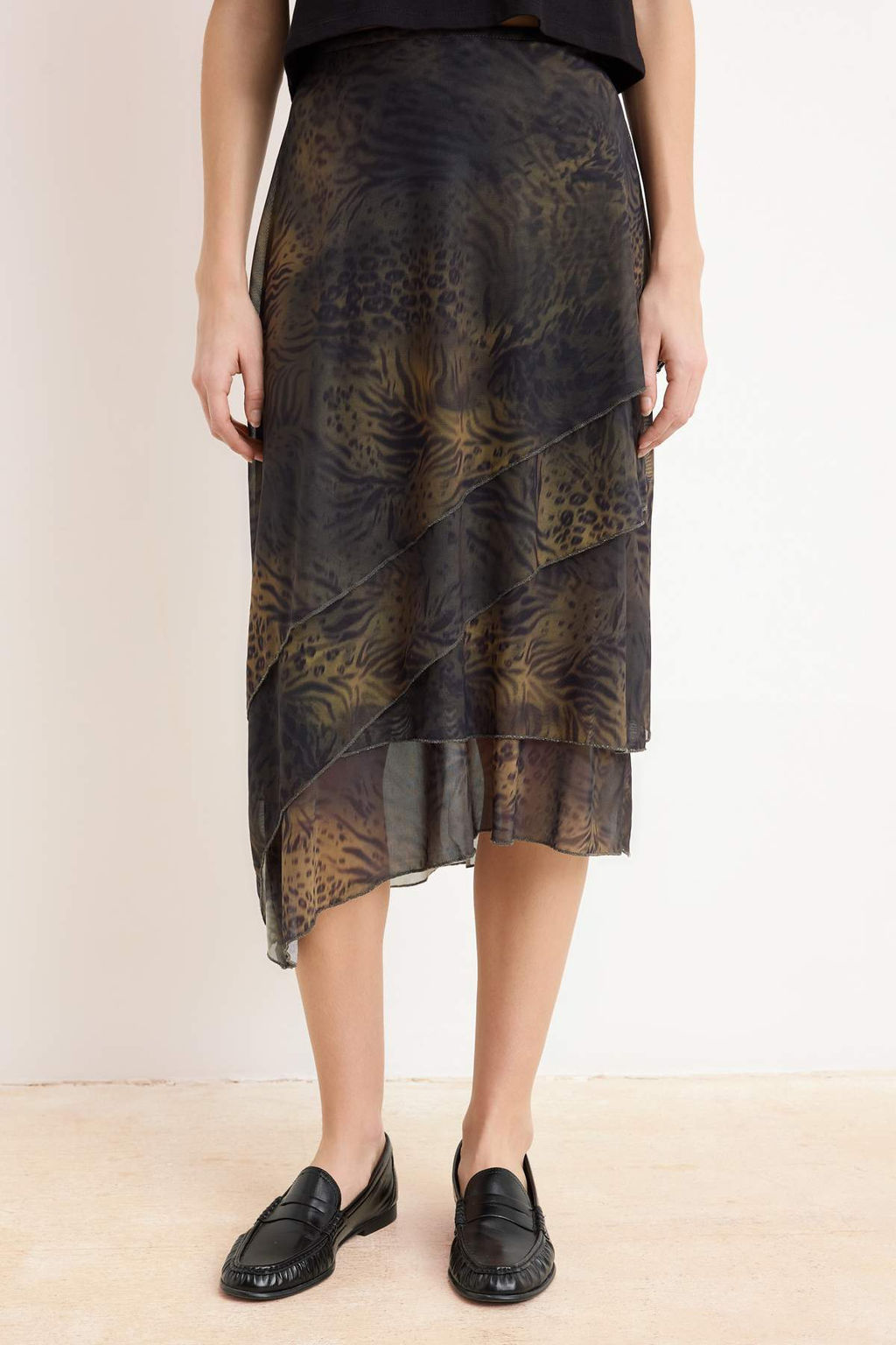 Haki F?rf?rl? Soyut Desenli Orme Etek TWOAW26ET00084