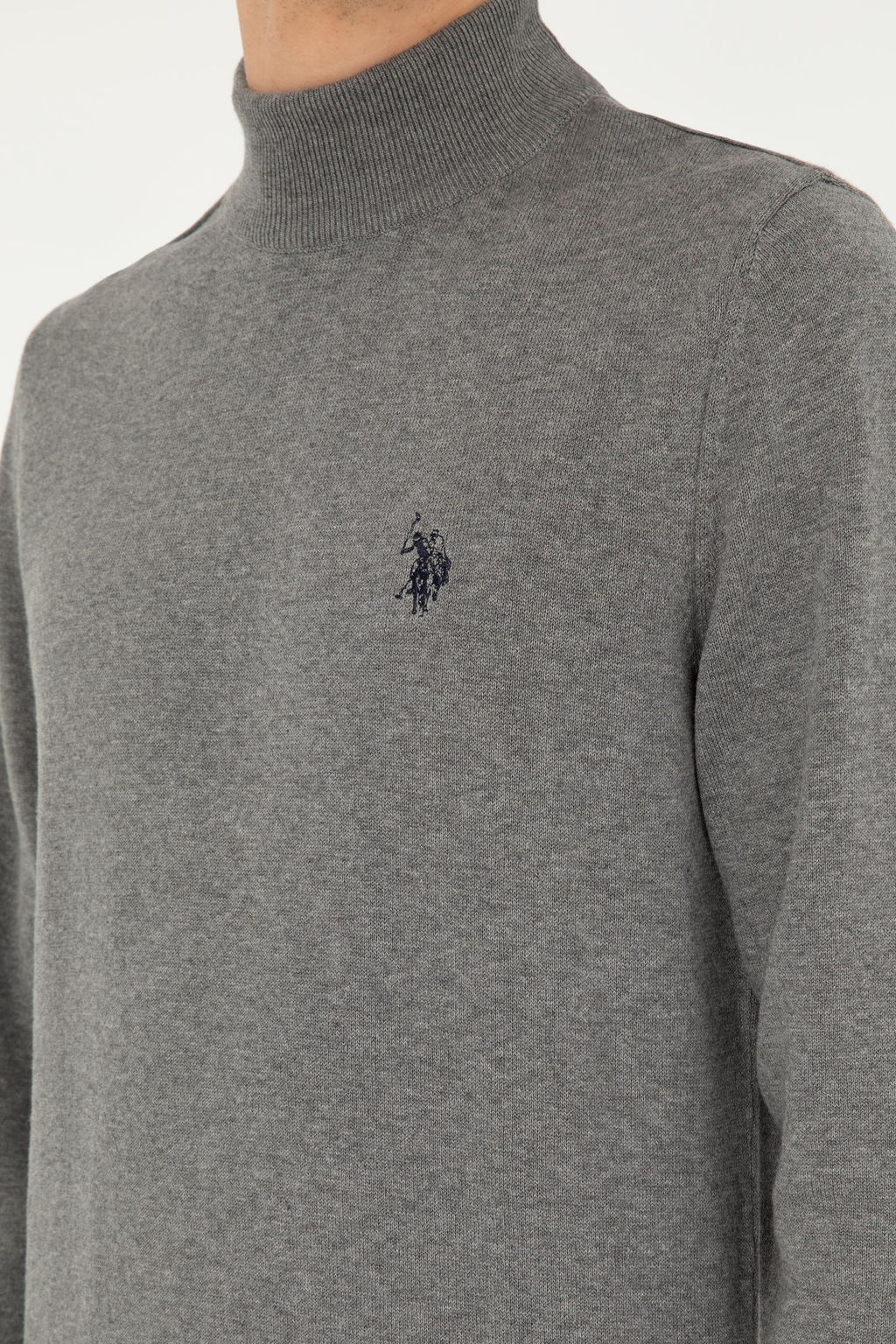 Свитер мужской U.S. Polo Assn. серый меланж хлопок фото 14