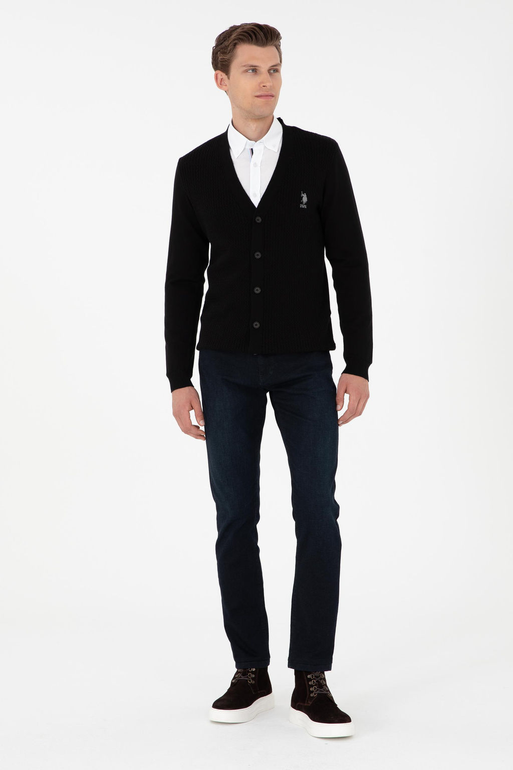 Мужской черный базовый трикотажный кардиган Неожиданная скидка в корзине - U.s. polo assn фото 4