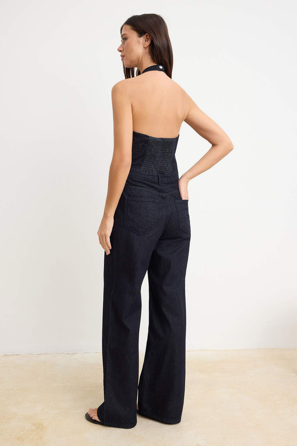 Lacivert Halter Yaka Genis Paca Denim Tulum TWOSS26TU00030 - Trendyolmilla фото 5