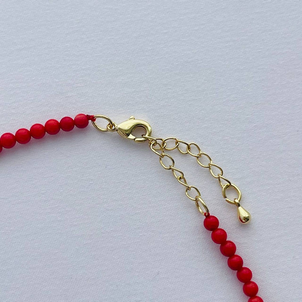 Бусы из красного Коралла со вставкой "Сердце" 43 см +