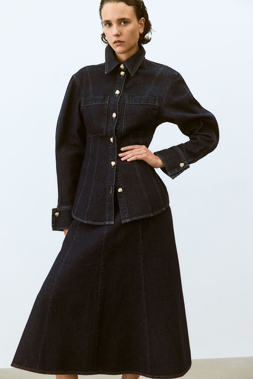 Camisa denim con cintura entallada - H&m фото 3