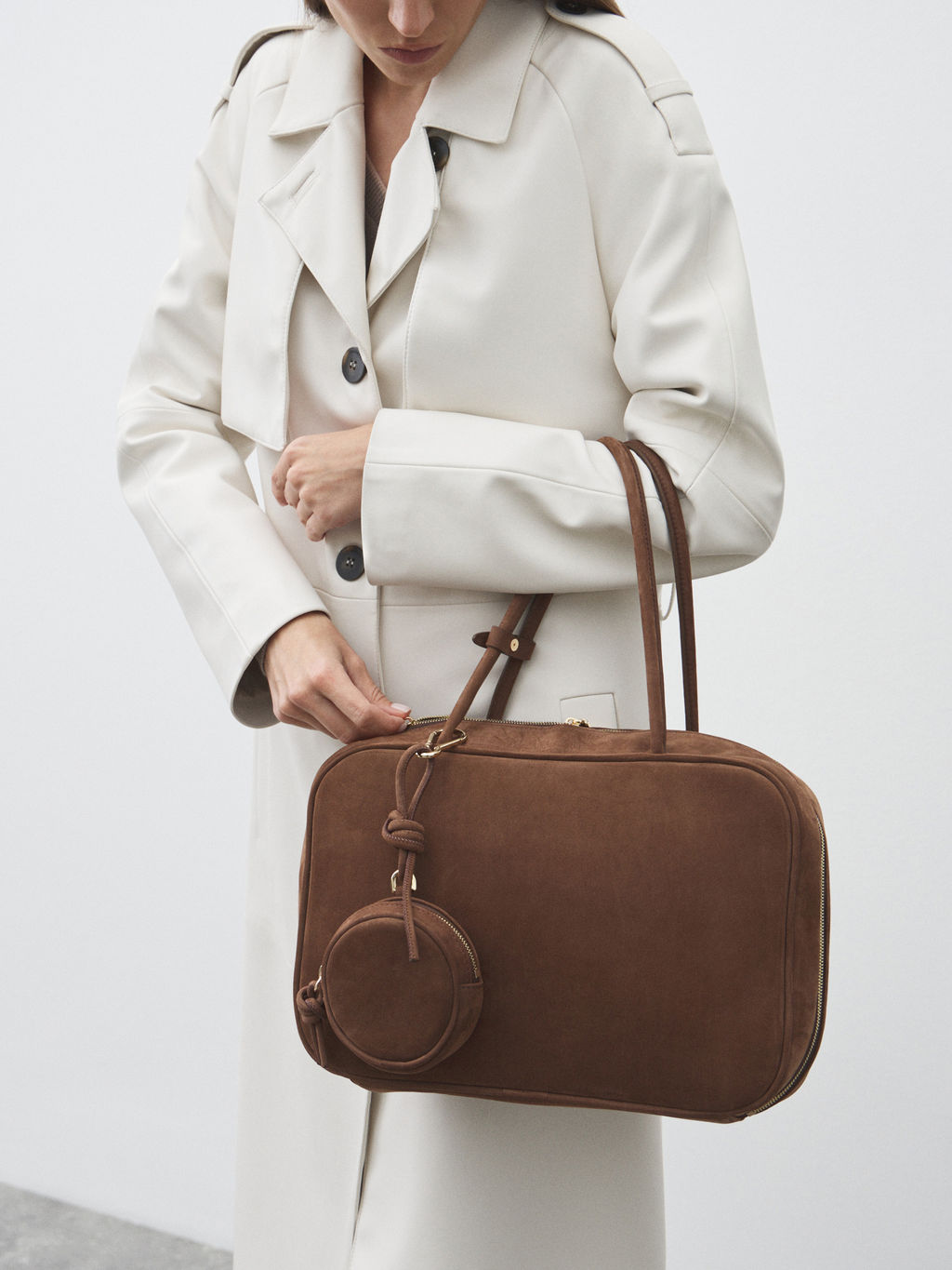 Женская сумка с ручками CALZETTI AGATA Артикул 4792843, бежево-коричневый - Armani exchange фото 5