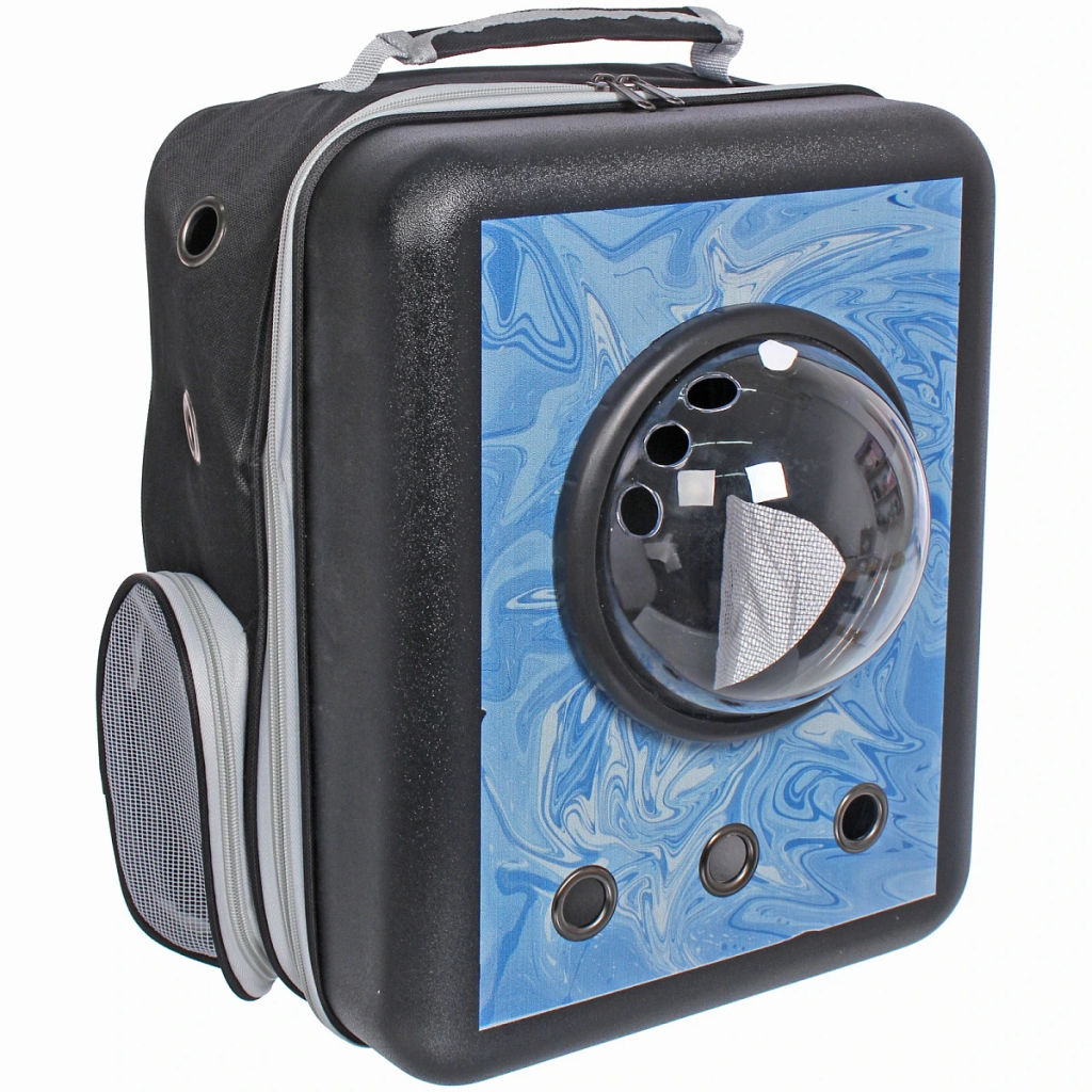 Рюкзак - переноска для животных "СТИЛЬНЫЙ БРО", цвет синий, 32*17*42/до13кг (Пакет и Лейбл)