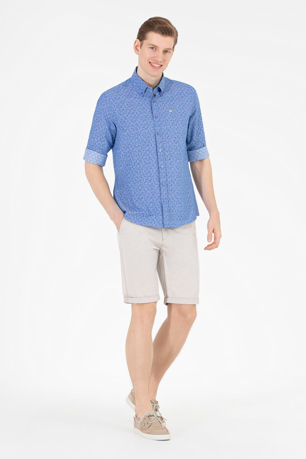 U. S. Polo Assn Мужская синяя рубашка с длинным рукавом - U.s. polo assn фото 4