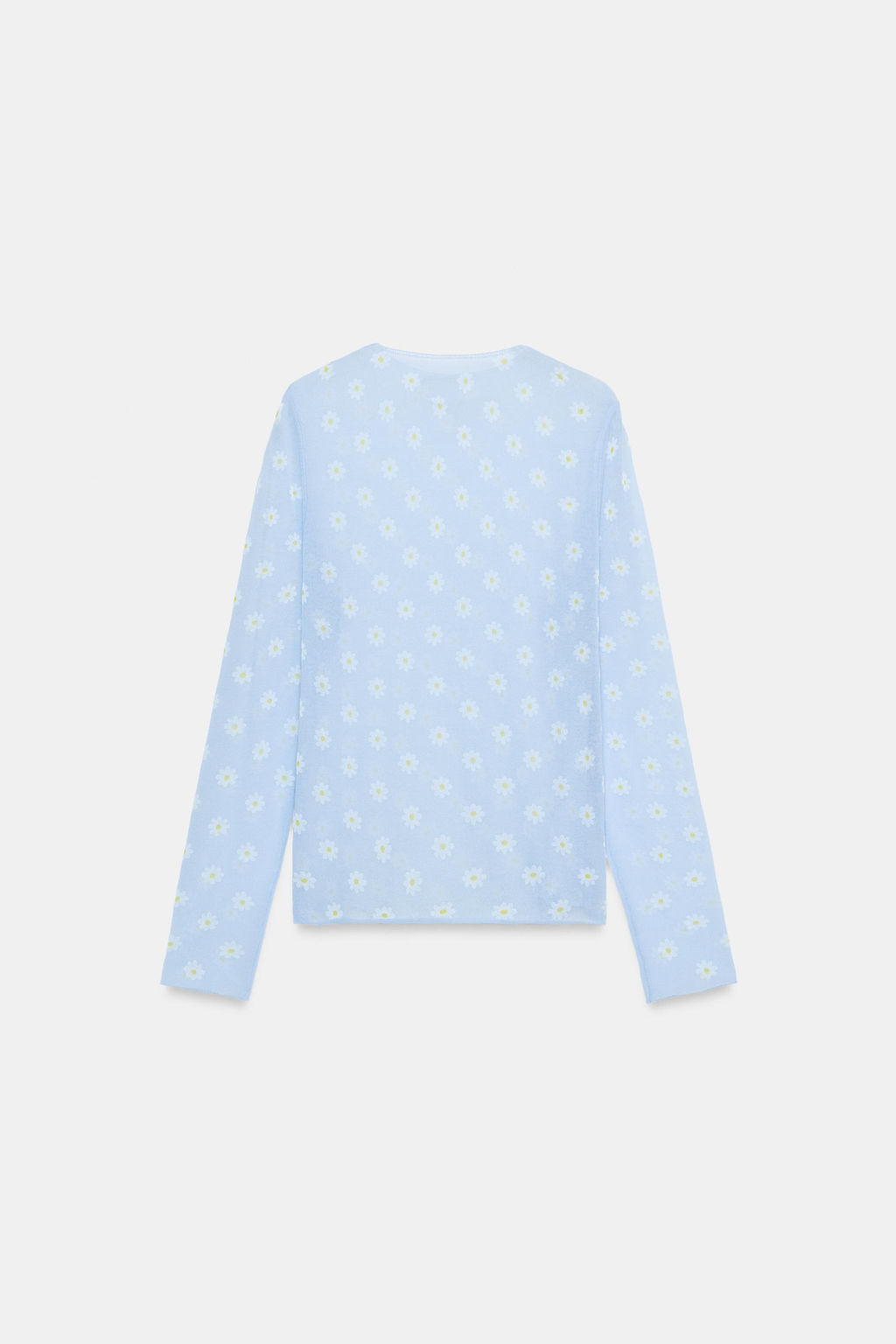 TOP PUNTO SEMITRANSPARENTE FLORES / Azul pastel