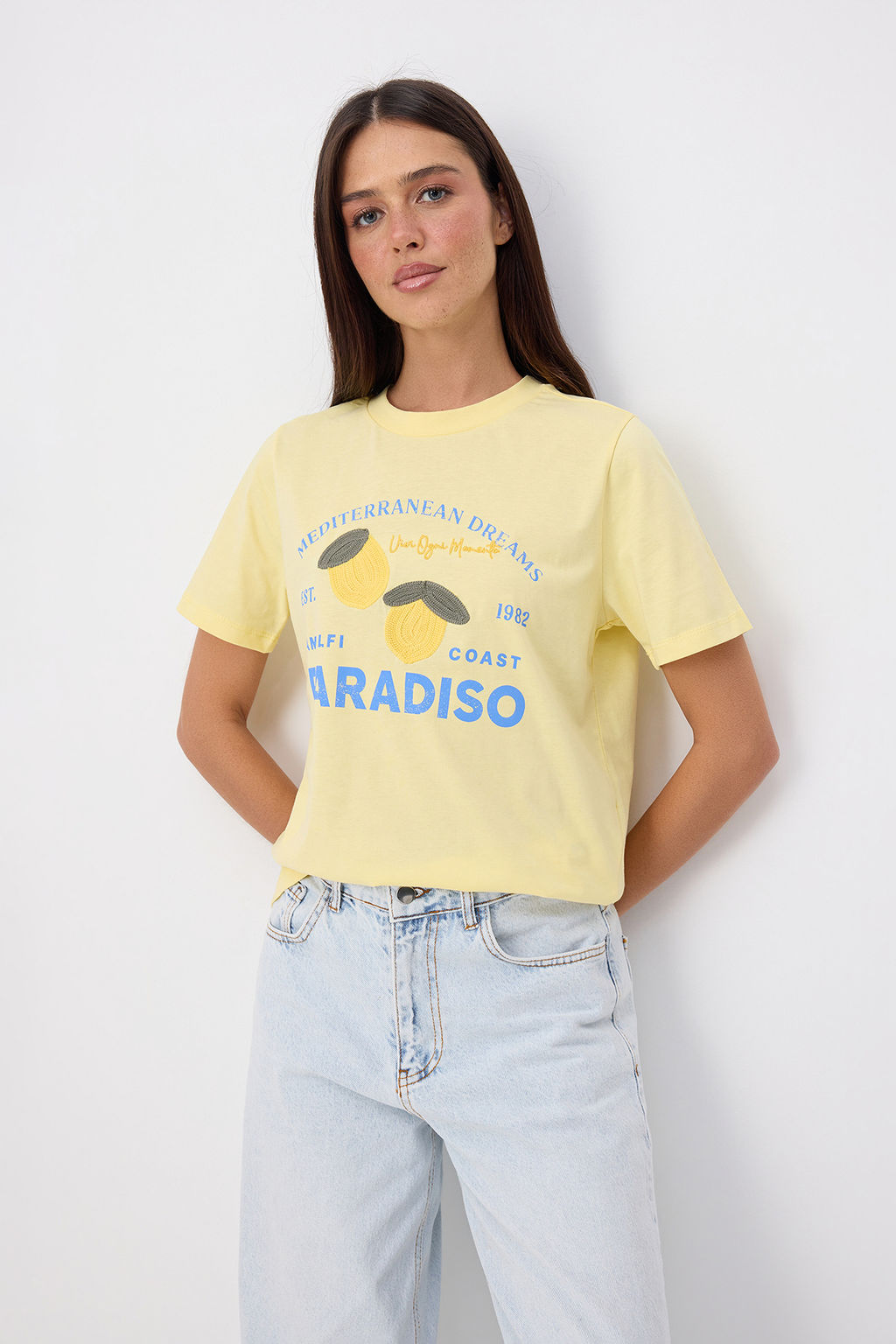 A__k Sar_ Bask_l_ Regular/Normal Kal_p Bisiklet Yaka _rme T-Shirt TWOSS26TS00294 - Trendyolmilla фото 2