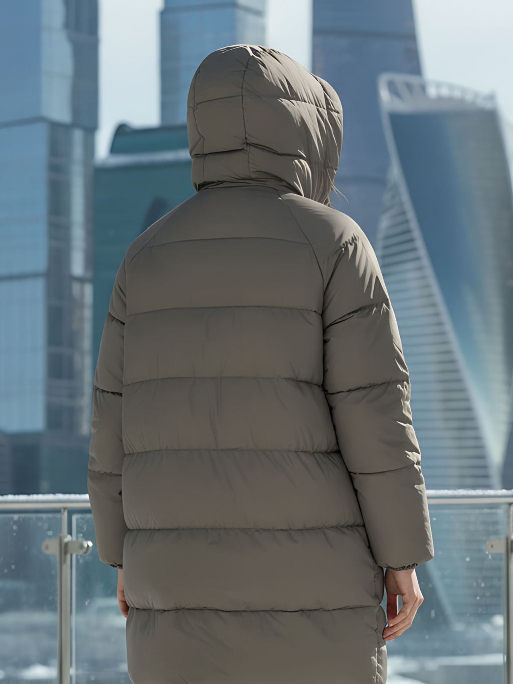 Пальто двубортная зимнее утепленное женское светло-коричневого цвета 7732SK - Visdeer фото 20