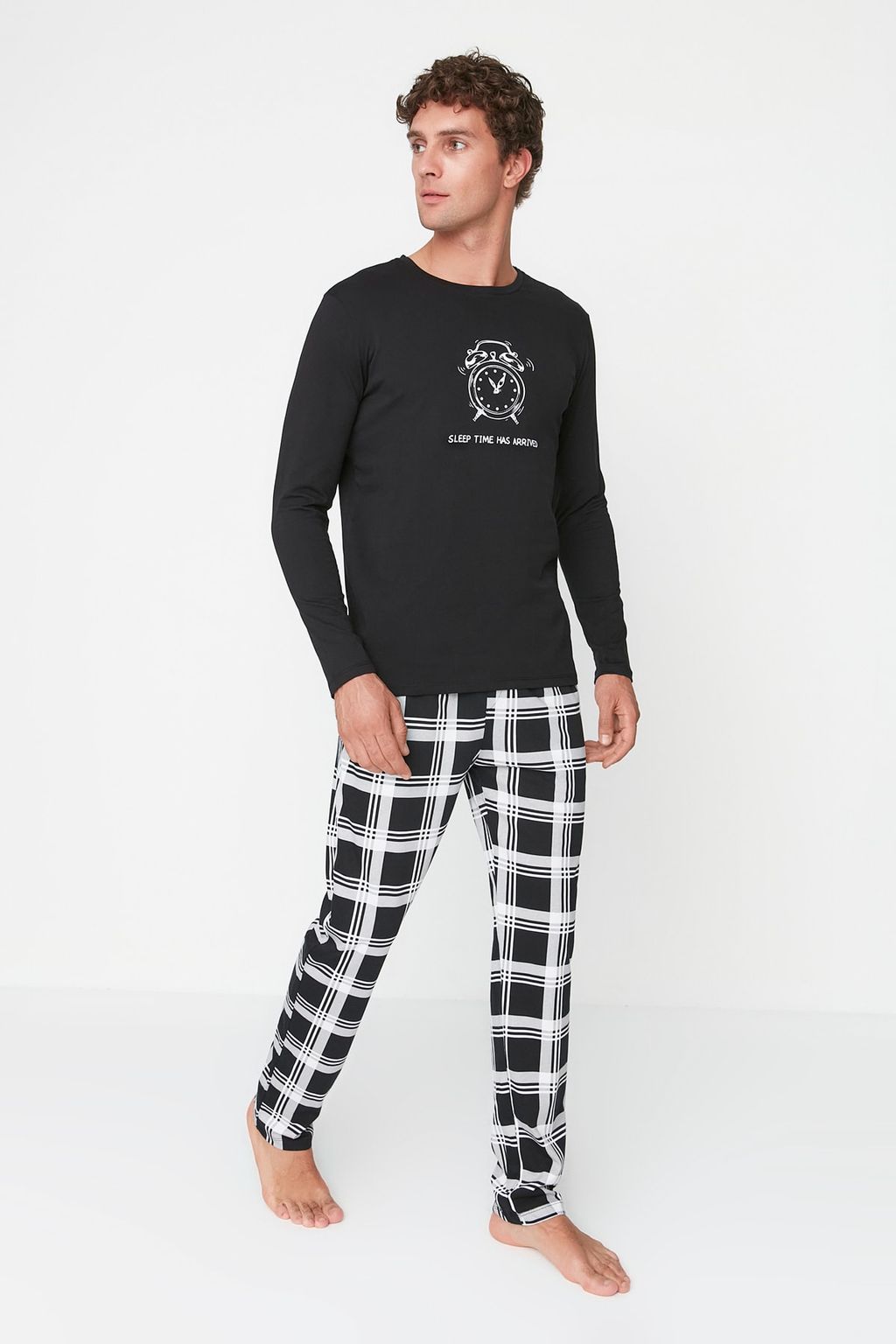 TRENDYOL MAN Siyah Regular Fit Bisiklet Yaka %100 Pamuk Pijama Tak?m? THMAW22PT0441 - Trendyolmilla фото 4