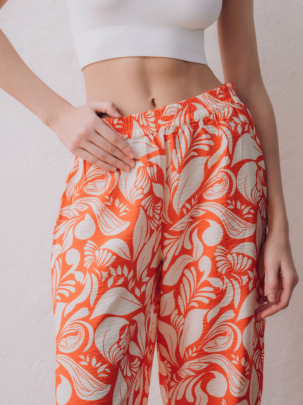 Брюки домашние Indefini из вискозы оранжевые  фото 2