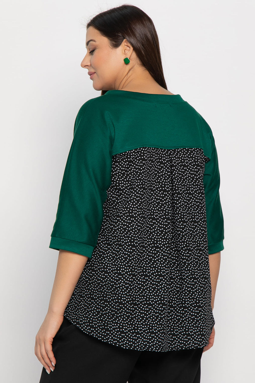 Блуза Федерика (изумрудно-черная) Б15001-18М