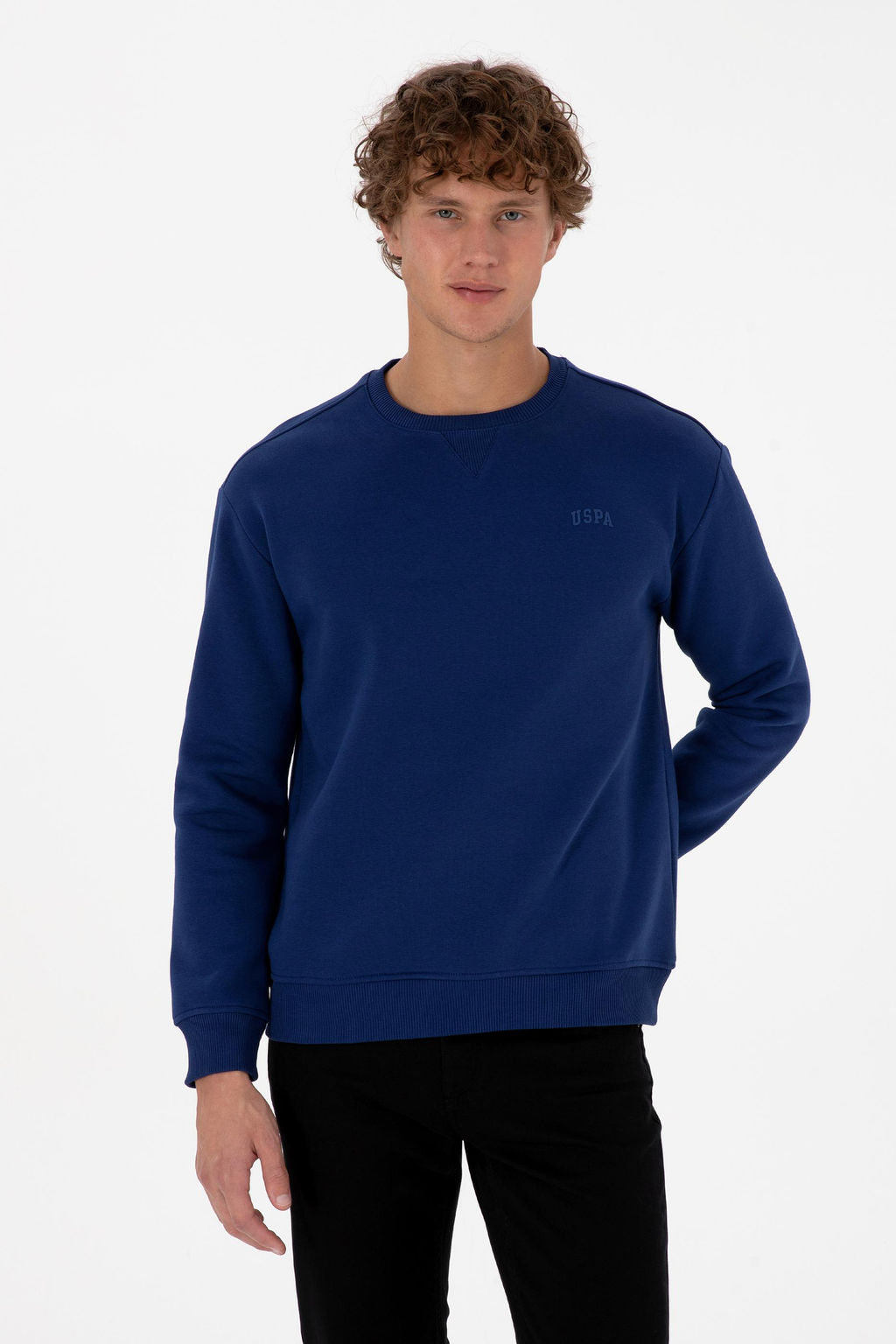 Erkek _ndigo Basic Sweatshirt Sepette S_rpriz _ndirim