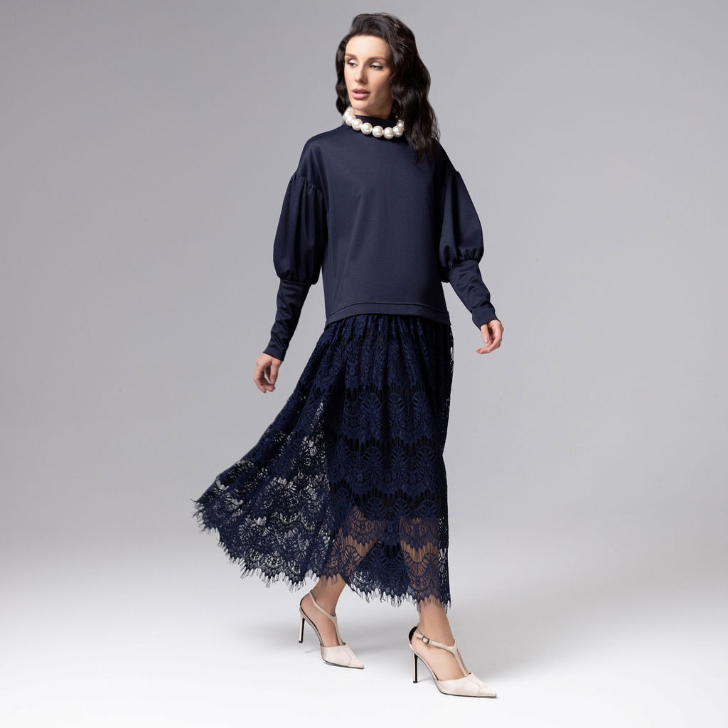 Платье комбинированное с кружевом, История в кружевах / Новый год