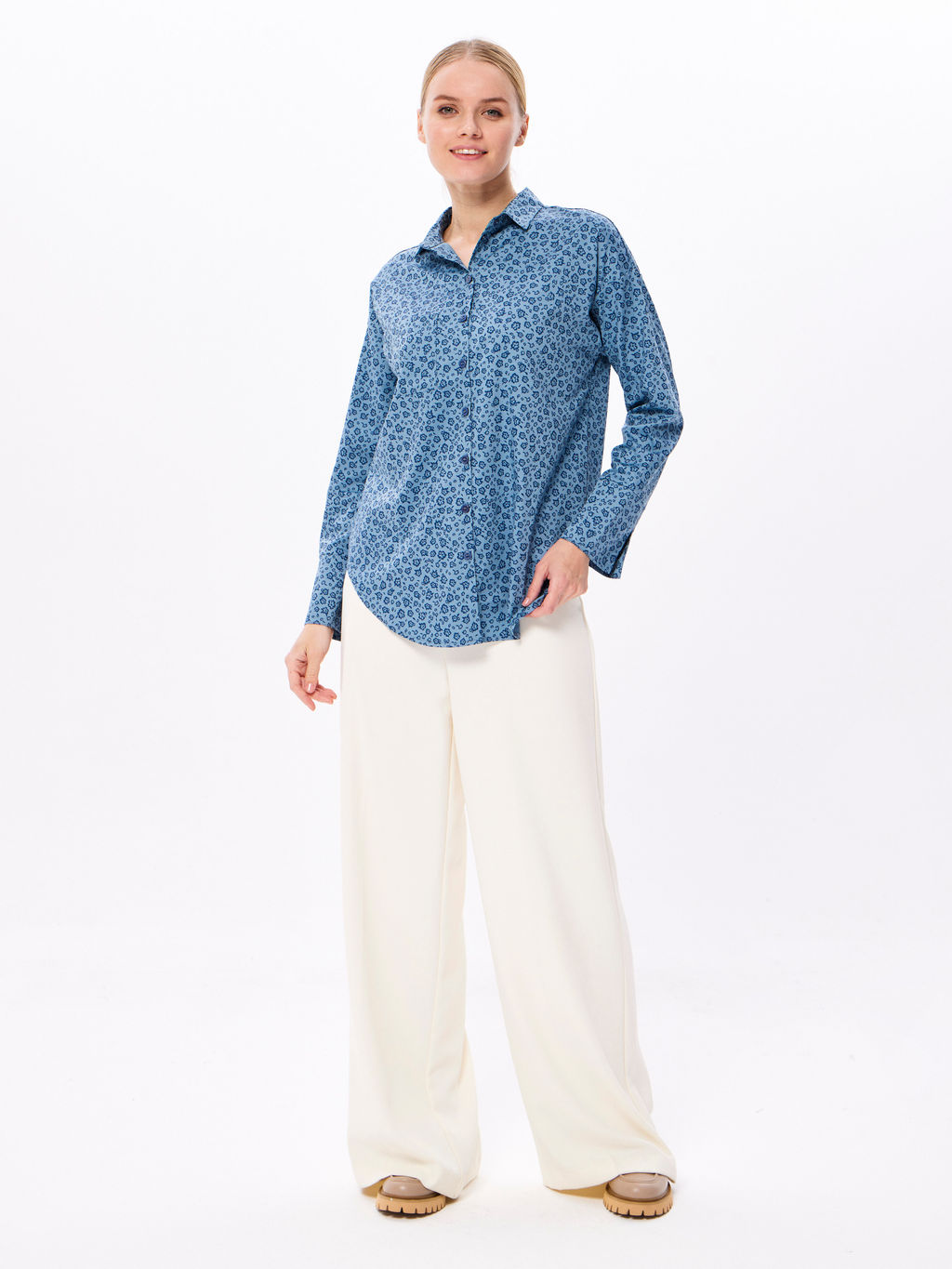 Блузка женская дл. рук. KATHARINA KROSS KK-B-0004V-серый принт  фото 4