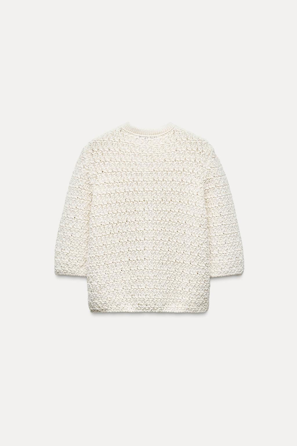 KNIT CARDIGAN WITH METALLIC THREAD DETAIL - Zara фото 4