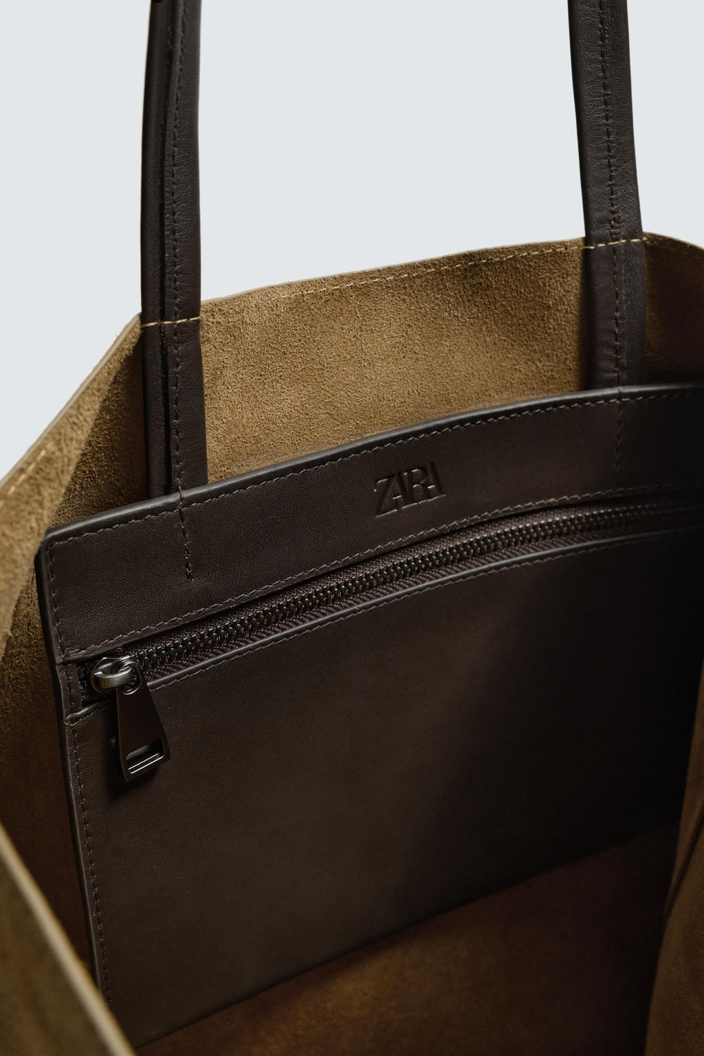 BOLSO SHOPPER PIEL / Marr?n Tabaco - Zara фото 7