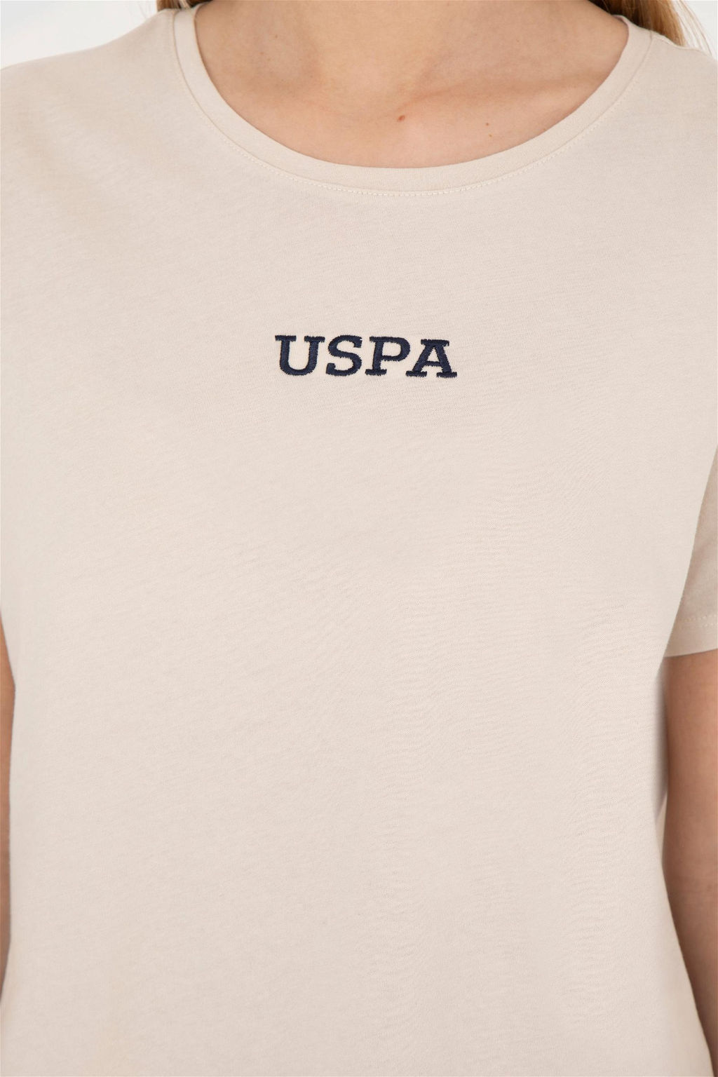 Женская кремовая футболка с круглым вырезом - U.s. polo assn фото 7