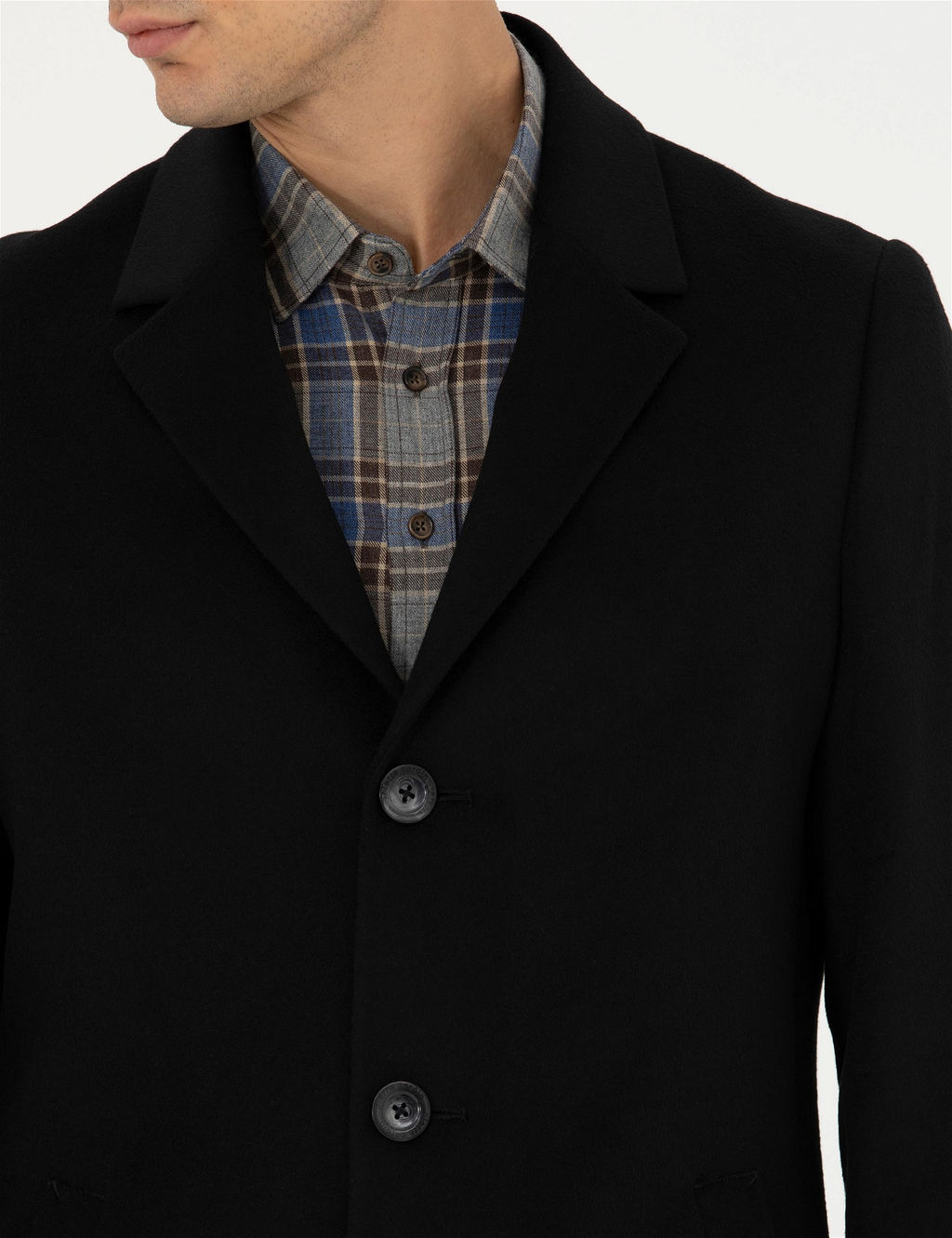 Siyah Y_n Kar___ml_ Ekstra Slim Fit Ka_e Kaban